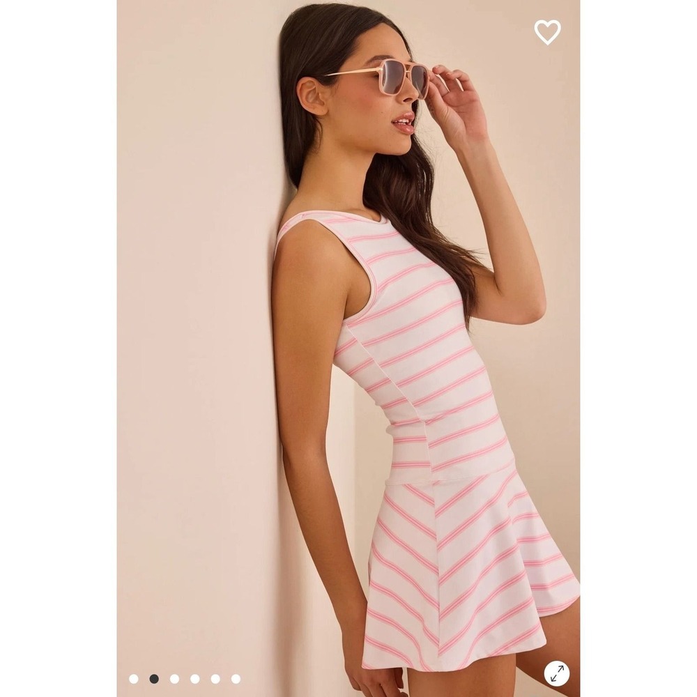 AS Revival Pink White Striped Sleeveless Sports Active Mini Dress Size Small - Picture 3 of 8
